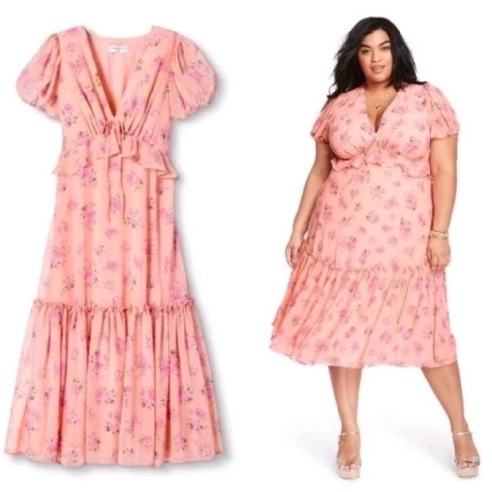 NWT Love Shack Fancy X Target Fleur Pink Floral Dress Women's Size 14 Plus Size